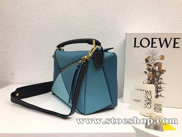 奢侈品1:1LOEWE淺藍拼色Puzzle 羅意威進口西班牙小牛皮blpj13851 3 奢侈品1:1LOEWE淺藍拼色Puzzle 羅意威進口西班牙小牛皮blpj13851