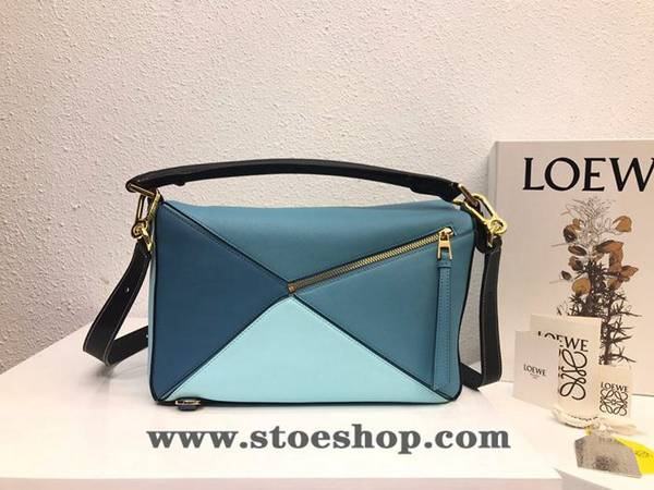 奢侈品1:1LOEWE淺藍拼色Puzzle 羅意威進口西班牙小牛皮blpj13851 4 奢侈品1:1LOEWE淺藍拼色Puzzle 羅意威進口西班牙小牛皮blpj13851