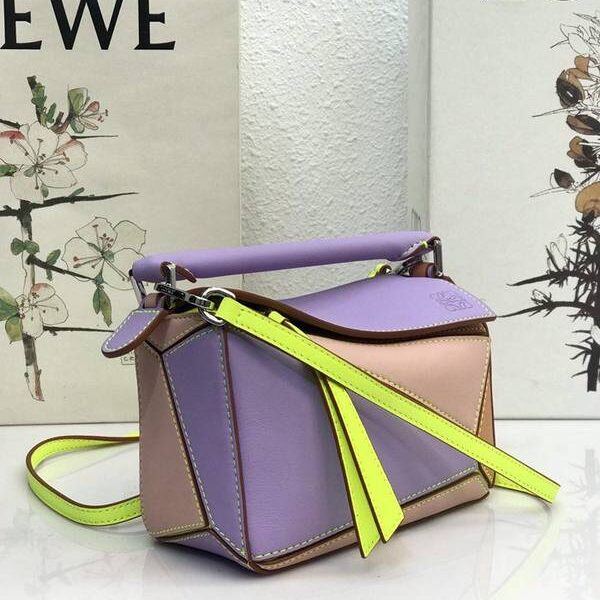 原單a貨LOEWE奶油紫拼羅意威全新推出puzzle mini進口小牛皮 德國進口莎菲線blpj13869