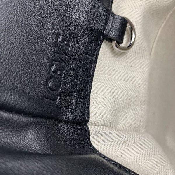 高仿LOEWEhammock小號3046A 黑色獨特拉繩式開口一級牛皮blpj13898