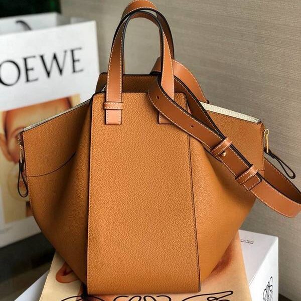 最高等級LOEWEHammock Bag正品開模荔枝紋牛皮拼進口小牛皮blpj13965