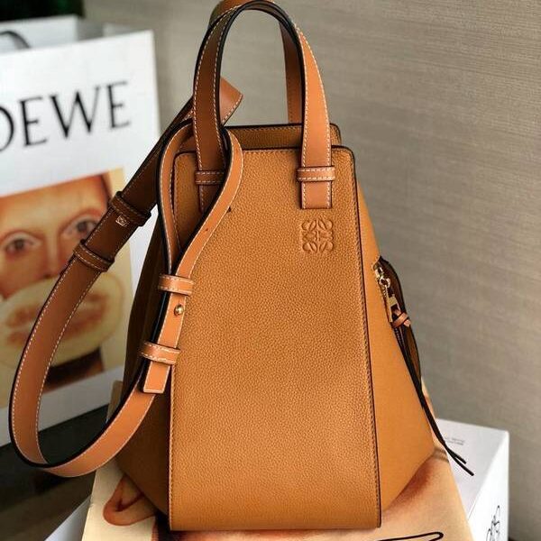 最高等級LOEWEHammock Bag正品開模荔枝紋牛皮拼進口小牛皮blpj13965