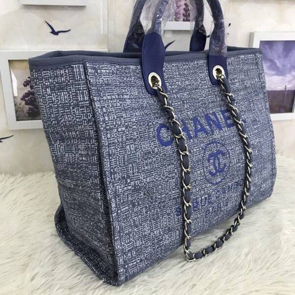 香奈兒包包高仿chanel 66941大號沙灘牛仔帆布包chanel deauville春夏迪拜度假系列經典購物袋帶手柄大號媽咪包chb10146