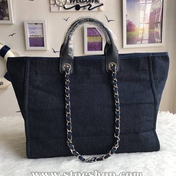 香奈兒背包高仿chanel 66941大號沙灘牛仔帆布包chanel deauville春夏迪拜度假系列經典購物袋帶手柄大號媽咪包chb10149