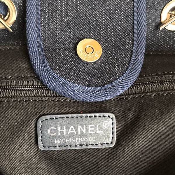 香奈兒 獨家高仿chanel 66941大號沙灘牛仔帆布包chanel deauville春夏迪拜度假系列經典購物袋帶手柄大號媽咪包chb10152