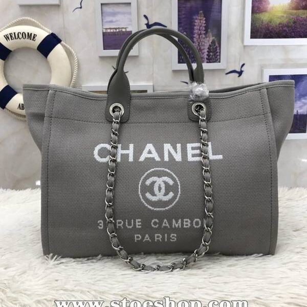 香奈兒 第一高仿chanel 66941大號沙灘牛仔帆布包chanel deauville春夏迪拜度假系列經典購物袋帶手柄大號媽咪包chb10153
