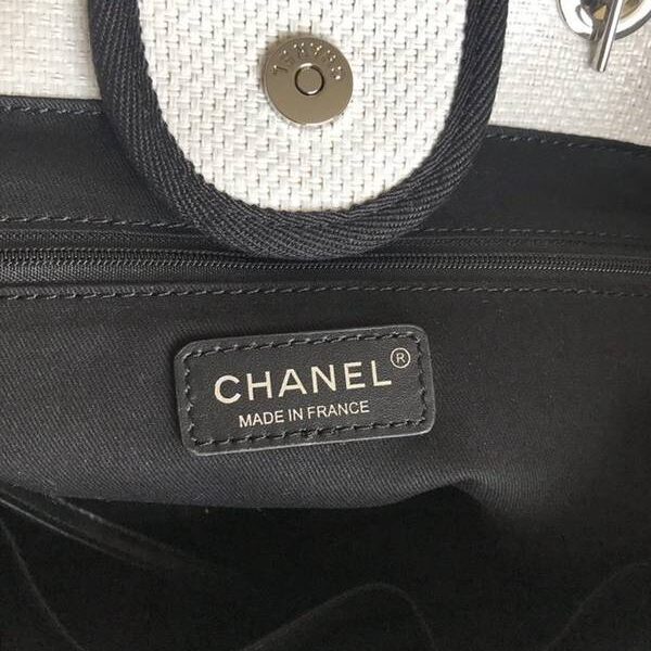 香奈兒 皮革高仿chanel 66941大號沙灘牛仔帆布包chanel deauville春夏迪拜度假系列經典購物袋帶手柄大號媽咪包chb10155