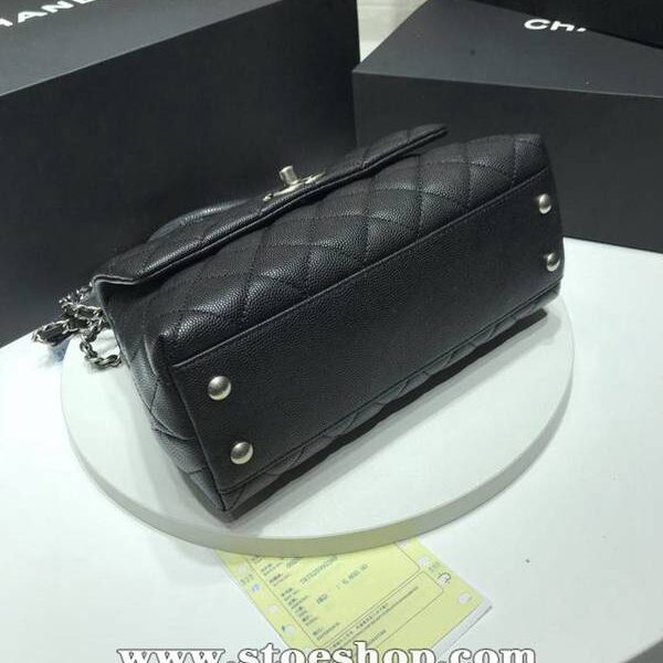 一比一高仿奢侈品chanel A92990最新棱格細顆粒壓花小牛皮配與棗紅蜥蜴紋手柄單肩斜挎手提中號口蓋包chb10176