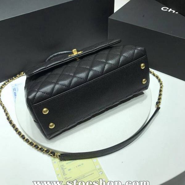 一比一精品chanel A92990最新棱格細顆粒壓花小牛皮配與棗紅蜥蜴紋手柄單肩斜挎手提中號口蓋包chb10177