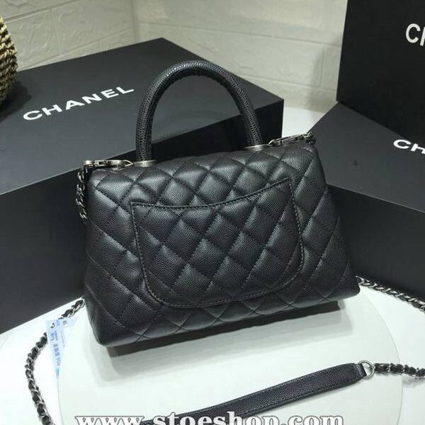 chanel高仿chanel A92990最新棱格細顆粒壓花小牛皮配與棗紅蜥蜴紋手柄單肩斜挎手提中號口蓋包chb10178