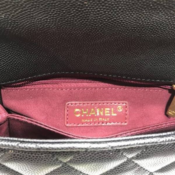 香奈兒包高仿chanel A92990最新棱格細顆粒壓花小牛皮配與棗紅蜥蜴紋手柄單肩斜挎手提中號口蓋包chb10179