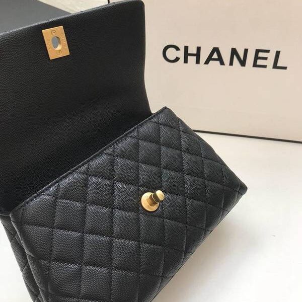 chanel背包1：1A92990最新棱格細顆粒壓花小牛皮配與小球紋手柄單肩斜挎手提中號口蓋包chb10181