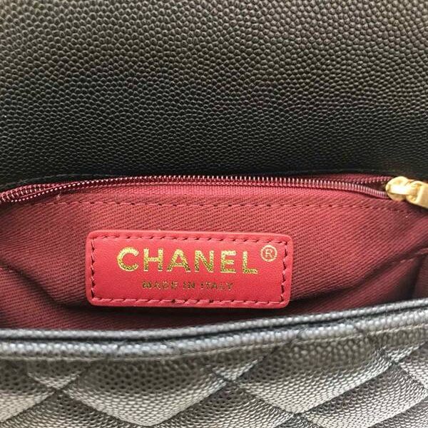 chanel背包1：1A92990最新棱格細顆粒壓花小牛皮配與小球紋手柄單肩斜挎手提中號口蓋包chb10181
