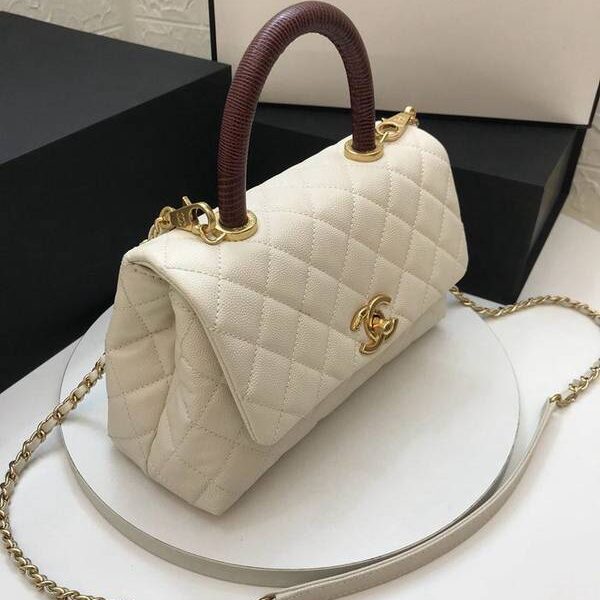 chanel長夾高仿A92990最新棱格細顆粒壓花小牛皮配與手柄單肩斜挎手提中號口蓋包chb10182