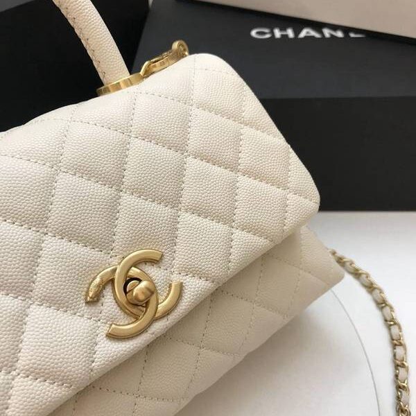 chanel短夾1:1A92990最新棱格細顆粒壓花小牛皮配與手柄單肩斜挎手提中號口蓋包chb10183