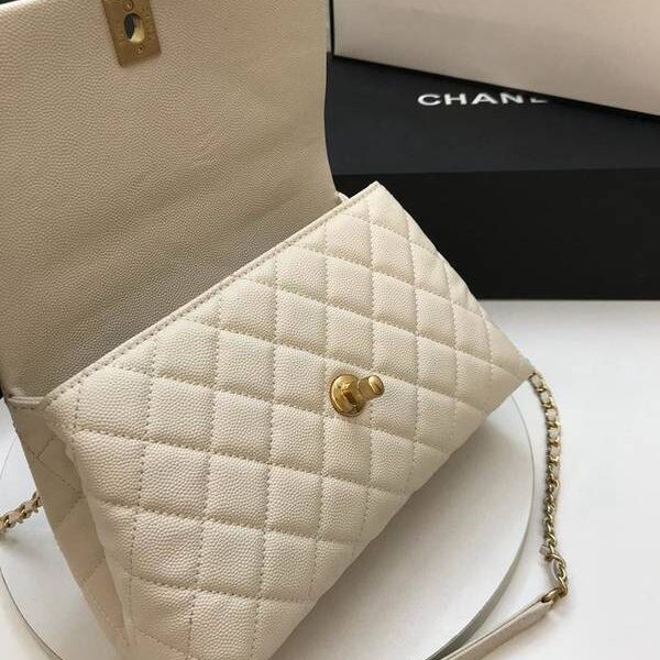 chanel短夾1:1A92990最新棱格細顆粒壓花小牛皮配與手柄單肩斜挎手提中號口蓋包chb10183