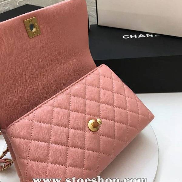 chanel水桶包高仿精品A92990最新棱格細顆粒壓花小牛皮配與手柄單肩斜挎手提中號口蓋包chb10186