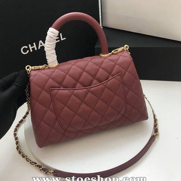 chanel高仿包高仿A92990最新棱格細顆粒壓花小牛皮配與手柄單肩斜挎手提中號口蓋包chb10189