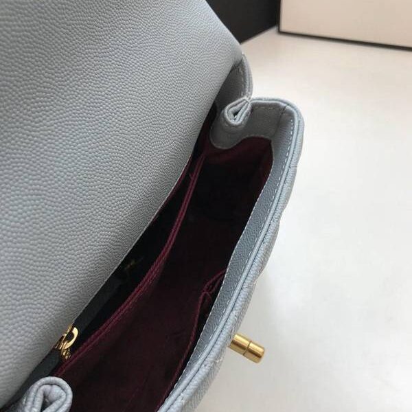 香奈兒手包高仿A92990最新棱格細顆粒壓花小牛皮配與小球紋手柄單肩斜挎手提中號口蓋包chb10192