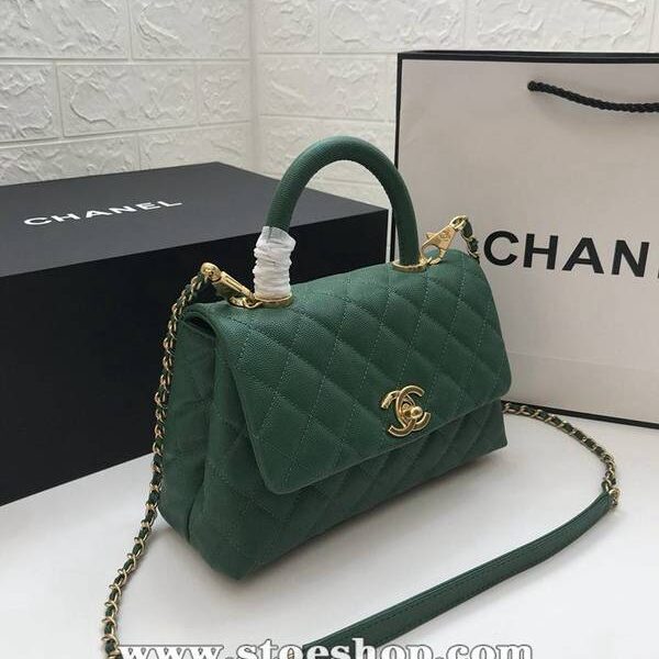 竭誠精品A92990最新棱格細顆粒壓花小牛皮配與小球紋手柄單肩斜挎手提中號口蓋包chb10200