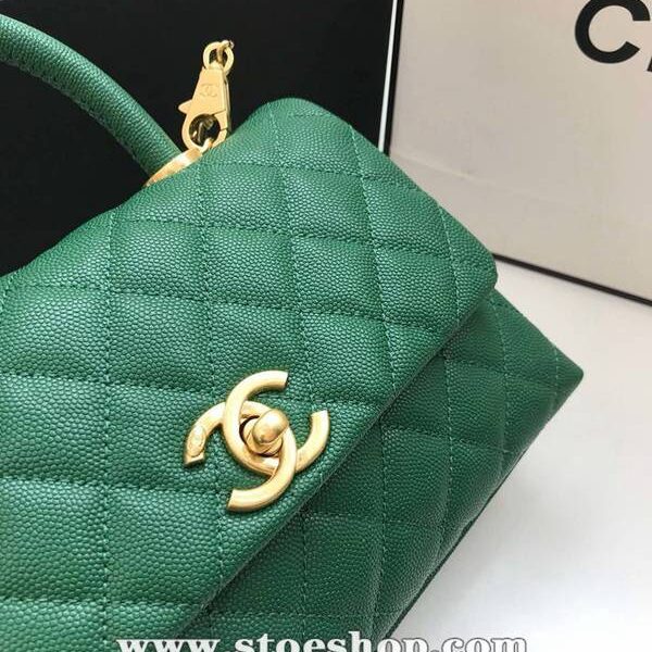竭誠精品A92990最新棱格細顆粒壓花小牛皮配與小球紋手柄單肩斜挎手提中號口蓋包chb10200