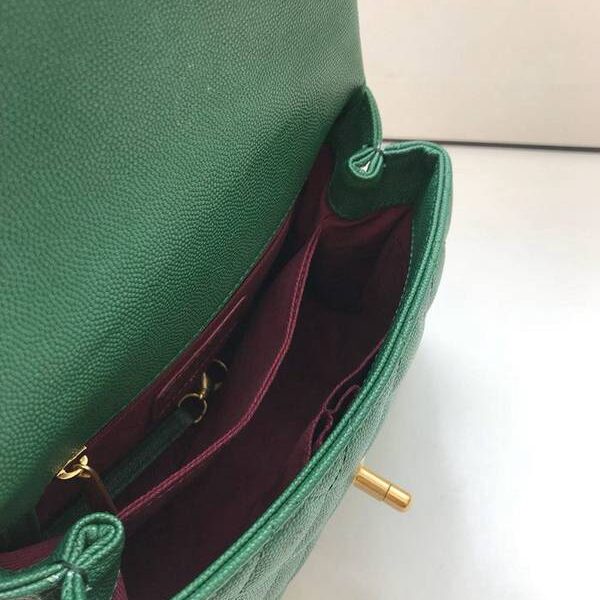 竭誠精品A92990最新棱格細顆粒壓花小牛皮配與小球紋手柄單肩斜挎手提中號口蓋包chb10200
