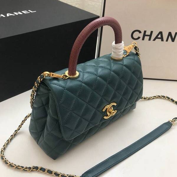 chanel 最新棱格 小牛皮 手提中號口蓋包