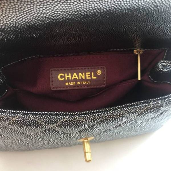chanel原單包A92990最新棱格細顆粒壓花小牛皮配與小球紋手柄單肩斜挎手提中號口蓋包chb10204