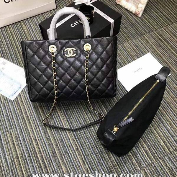chanel飾品香奈兒A57974最新款棱格顆粒壓花小牛皮配與手柄母子購物小號手提包chb10398