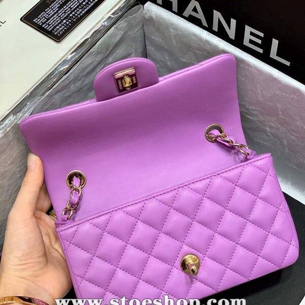 chanel旅行包原單香奈兒mini 17cm紫色chb10418