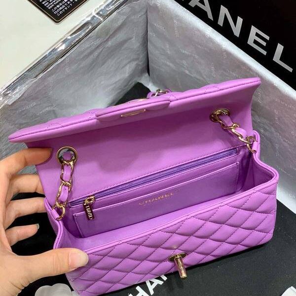 chanel旅行包原單香奈兒mini 17cm紫色chb10418
