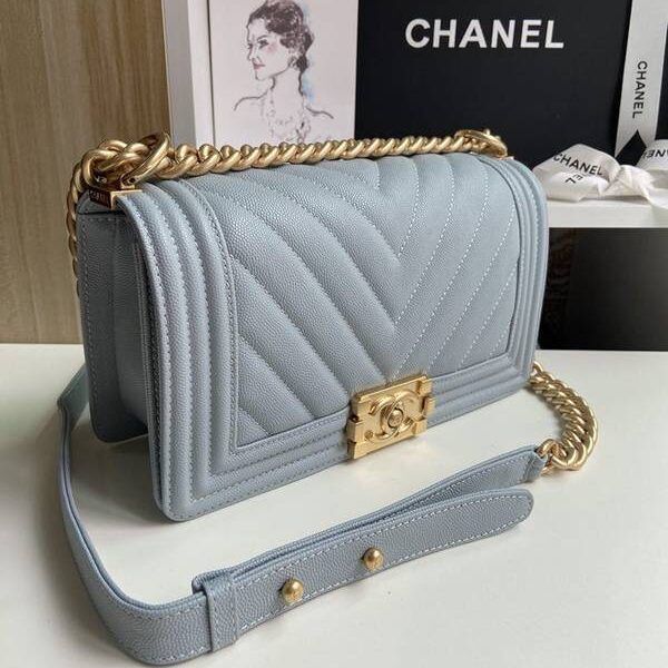 工廠貨源大V細球紋chanel秋冬爆款67086 leboy系列 V格進口細球紋小牛皮chb10483