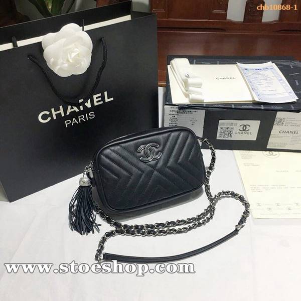 香奈兒圓筒高仿chanel春夏新款最高復古V字斜紋流蘇相機包進口牛皮chb10868