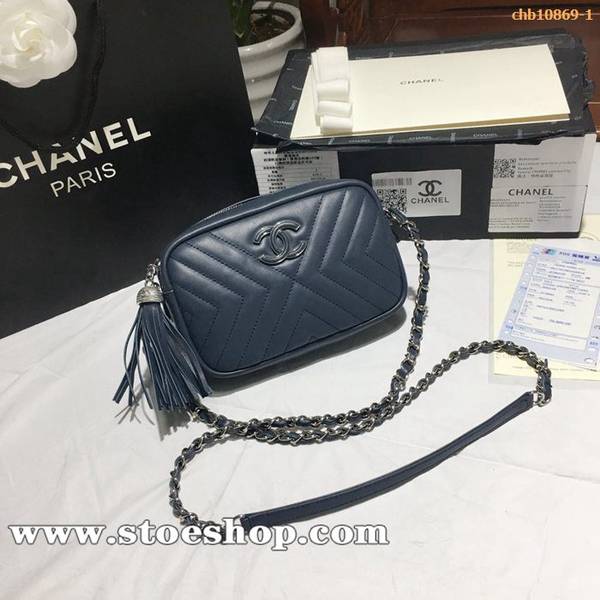 香奈兒側背包高仿chanel春夏新款最高復古V字斜紋流蘇相機包進口牛皮chb10869