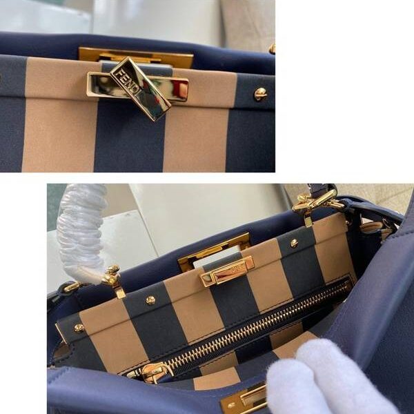 高仿包包批發芬迪原單手袋單手柄Pequin圖案正絨面革fendi-11644