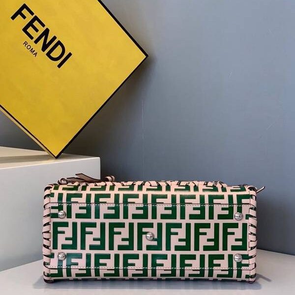 高仿芬迪頂級原單綠色手提袋小牛皮fendi-11742
