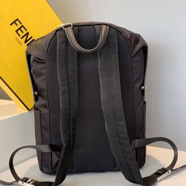 高仿精品推薦芬迪頂級原單黑色尼龍拼接皮背包fendi-11801