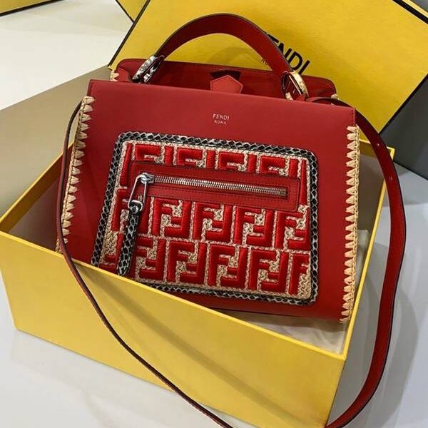 原版A貨芬迪頂級原單紅色牛皮手提袋fendi-11812