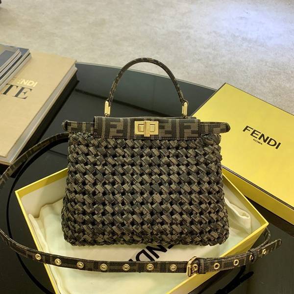 原單複製芬迪頂級原單FéI新品老花編織小貓peekaboo手袋fendi-11942 1 原單複製芬迪頂級原單FéI新品老花編織小貓peekaboo手袋fendi-11942