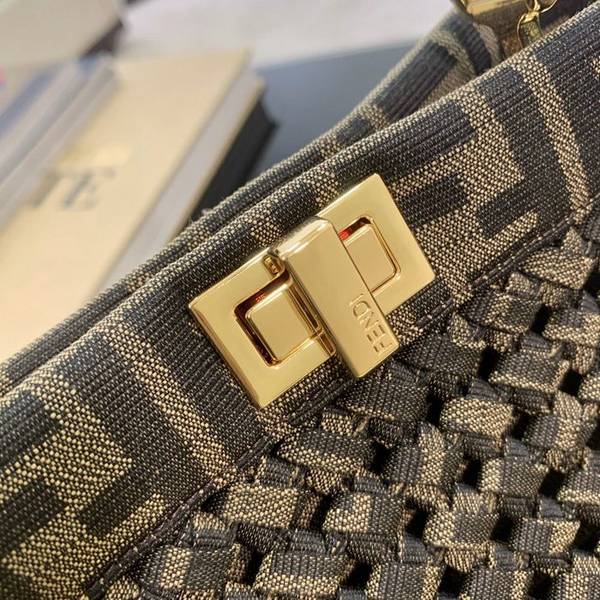 原單複製芬迪頂級原單FéI新品老花編織小貓peekaboo手袋fendi-11942 2 原單複製芬迪頂級原單FéI新品老花編織小貓peekaboo手袋fendi-11942