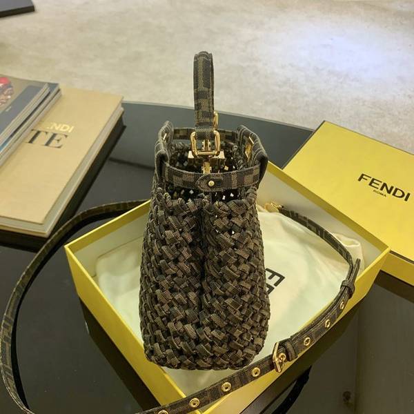原單複製芬迪頂級原單FéI新品老花編織小貓peekaboo手袋fendi-11942 7 原單複製芬迪頂級原單FéI新品老花編織小貓peekaboo手袋fendi-11942