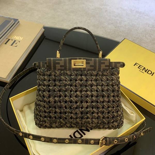 原單複製芬迪頂級原單FéI新品老花編織小貓peekaboo手袋fendi-11942 9 原單複製芬迪頂級原單FéI新品老花編織小貓peekaboo手袋fendi-11942