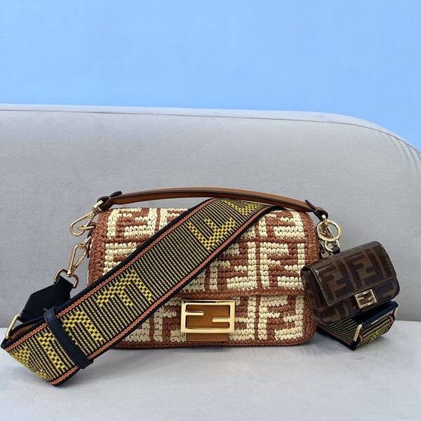 頂級1：1芬迪頂級原單FENDI lconic Baguette純手工編織拉菲草手袋fendi-12154
