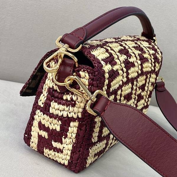 原單芬迪頂級原單FENDI lconic Baguette純手工編織拉菲草手袋fendi-12157