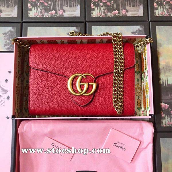 原單複製高仿名牌gucci爆款bree guccissima單肩包＆手拿包斜挎鏈條小包採用進口頭層牛皮401232大紅全皮ydgu11036