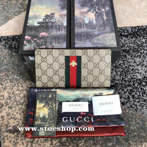 頂級1：1gucci頂級貨品 市場獨家金線蜜蜂刺繡，專櫃同步，高仿名牌！單拉皮夾，採用進口頭層牛皮搭配醒目紅綠織帶加黑色雙G提花面料408831，杏膠蜜蜂ydgu11272