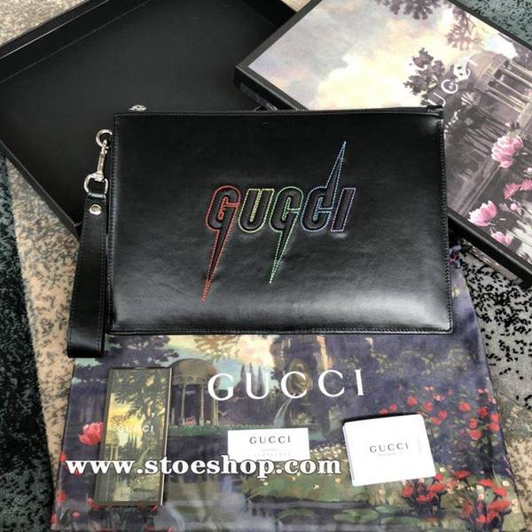 頂級高仿gucci頂級貨品 專櫃同步採用進口頭層牛皮，配以品牌標誌性Gucci字母精美刺繡圖案可拆卸義大利皮制腕帶597678，黑皮ydgu11294