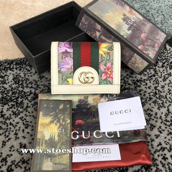 精品gucci Ophidia系列小卡錢包帆布米白