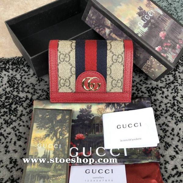 頂級高仿gucci 最最新款Ophidia系列小卡包錢包採用GG Supreme高級人造帆布523155  PVC紅皮ydgu11325