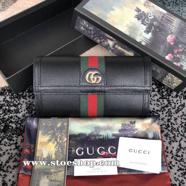 高仿包gucci 最最新款Ophidia系列翻蓋式錢包採用GG Supreme高級進口牛皮523153  黑色皮ydgu11331